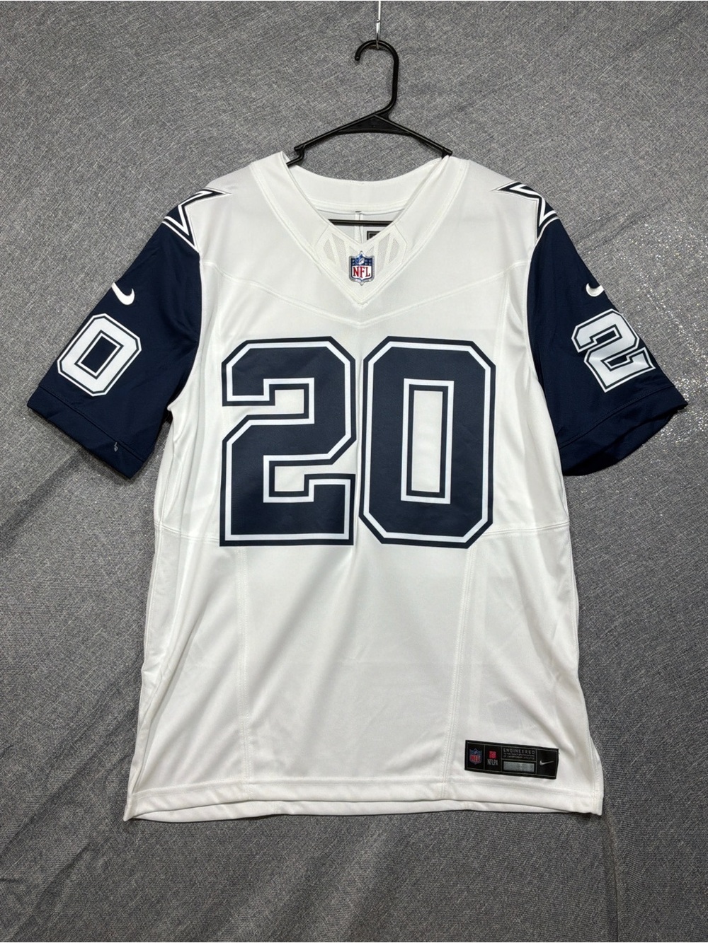 Tony Pollard Nike NFL Dallas Cowboys Jersey #20 White & Navy Men's Game Jersey